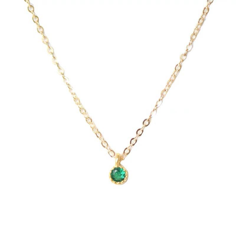 Round Cut Emerald Pendant Necklace in 925 Sterling Silver