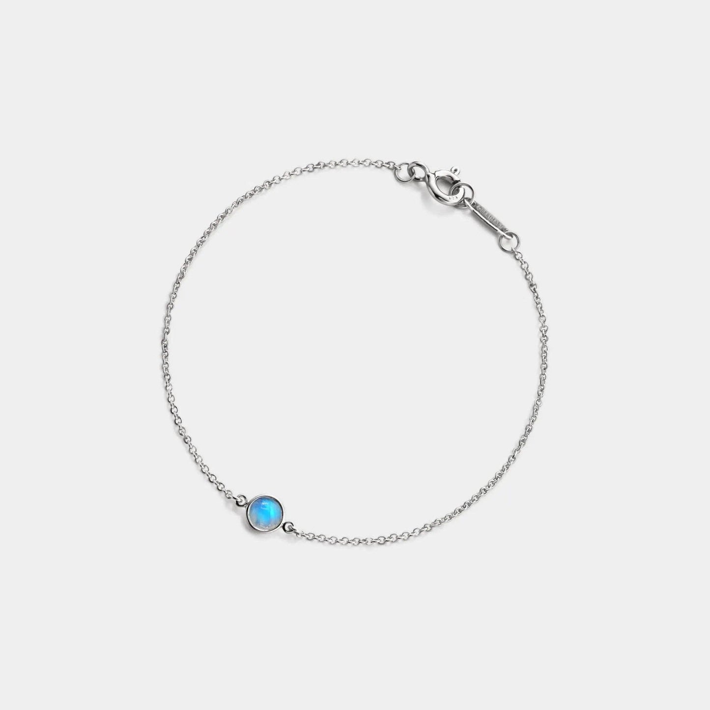 Natural Blue Moonstone Charm Bracelet in 925 Sterling Silver