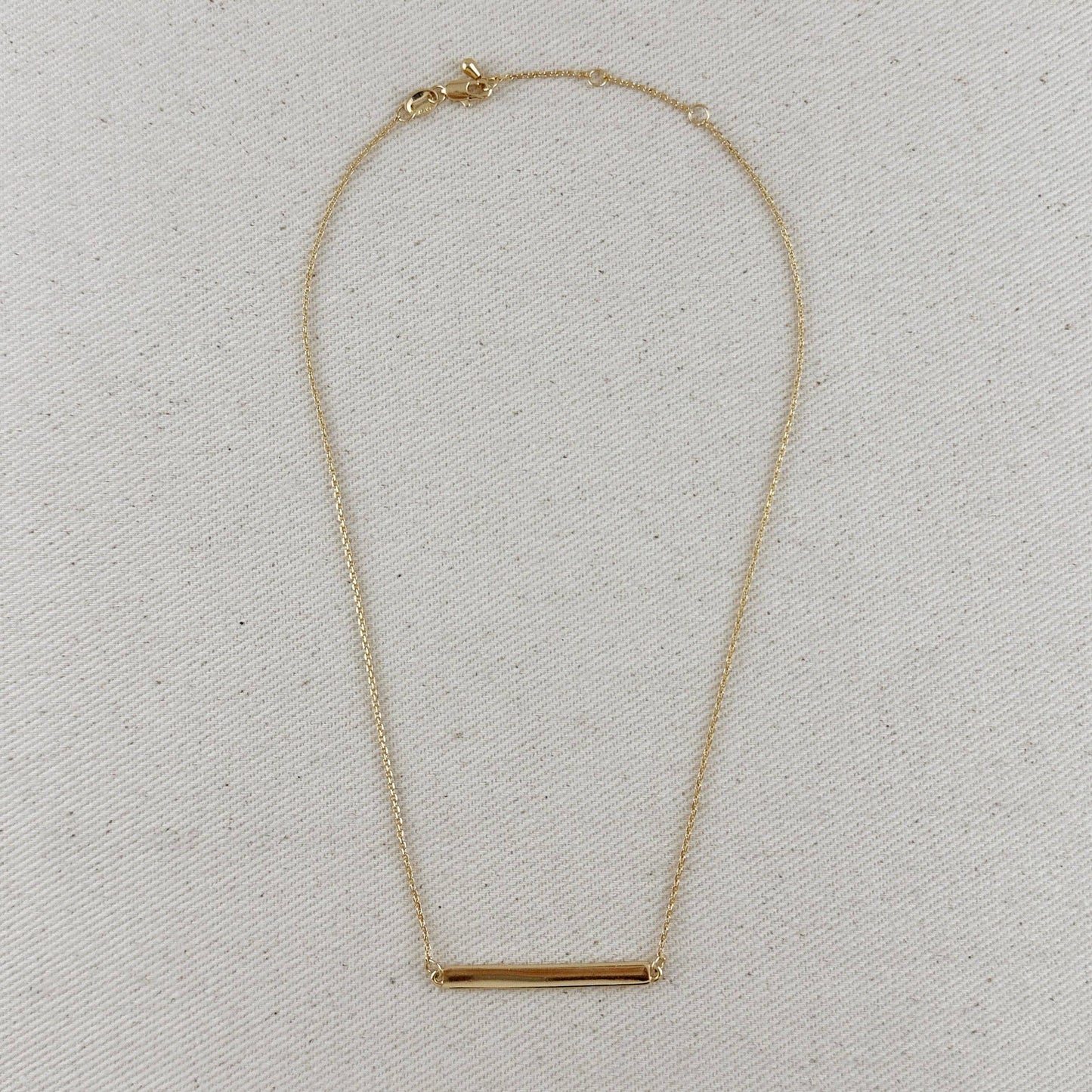 18k Gold Filled Polished Bar Necklace
