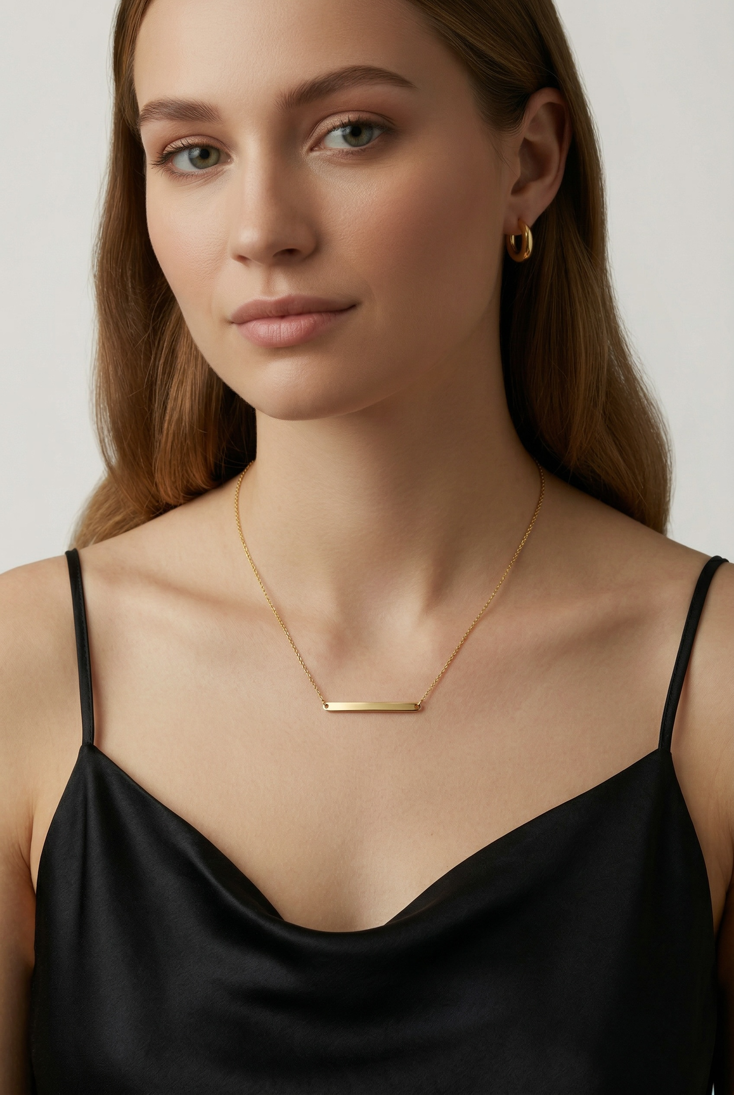 18k Gold Filled Polished Bar Necklace