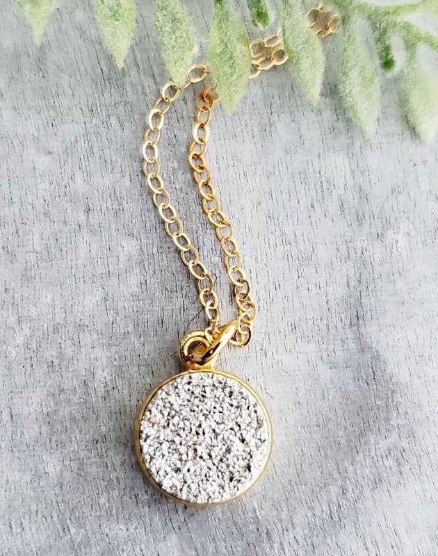 The Gold Druzy Necklace - Silver