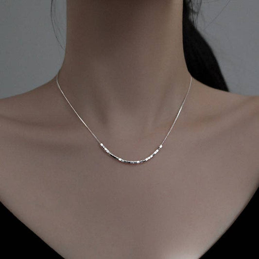 Geometric Cube Bead Bar Necklace