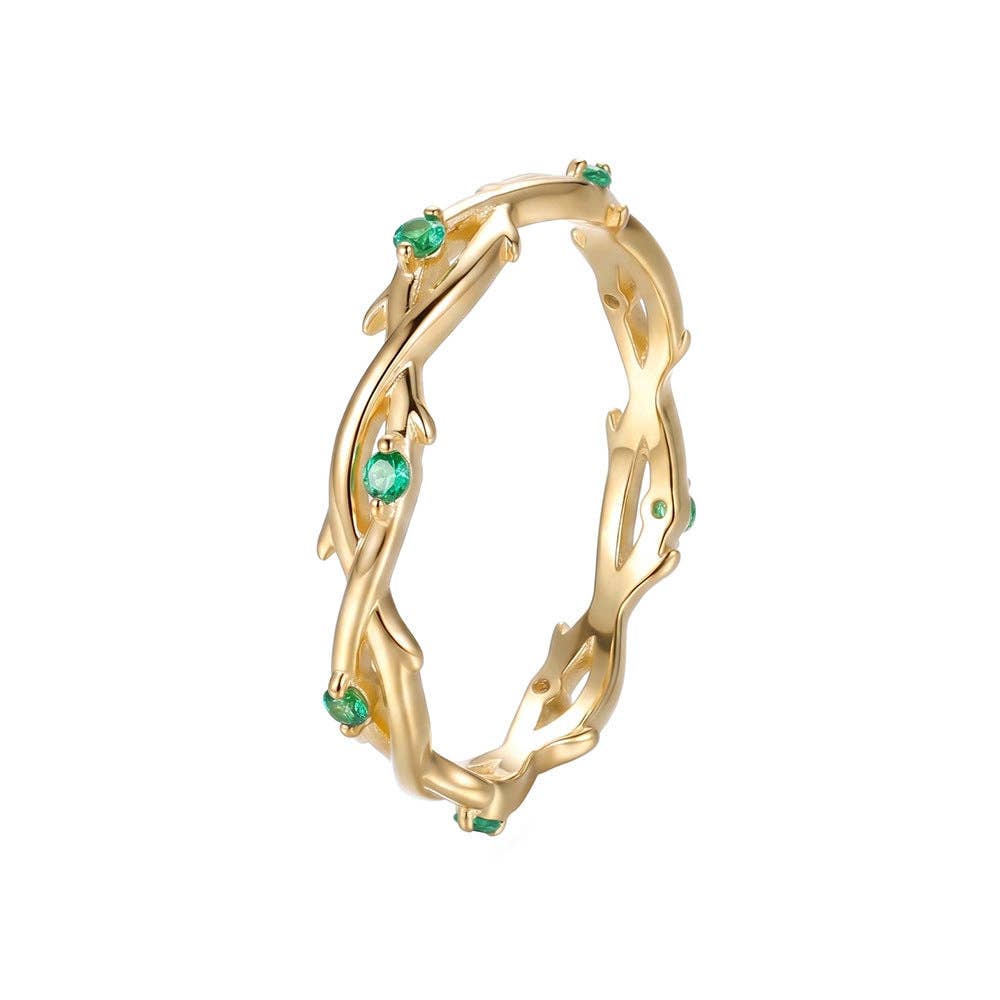Emerald Green Thorn Vine Band Ring