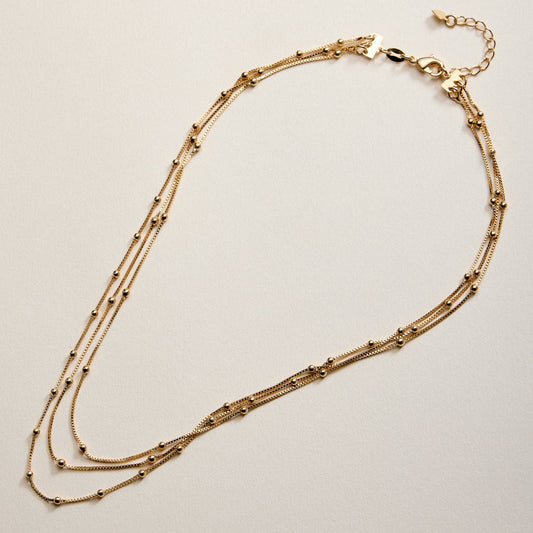 Gold Filled Layered Beaded Chain | Necklace