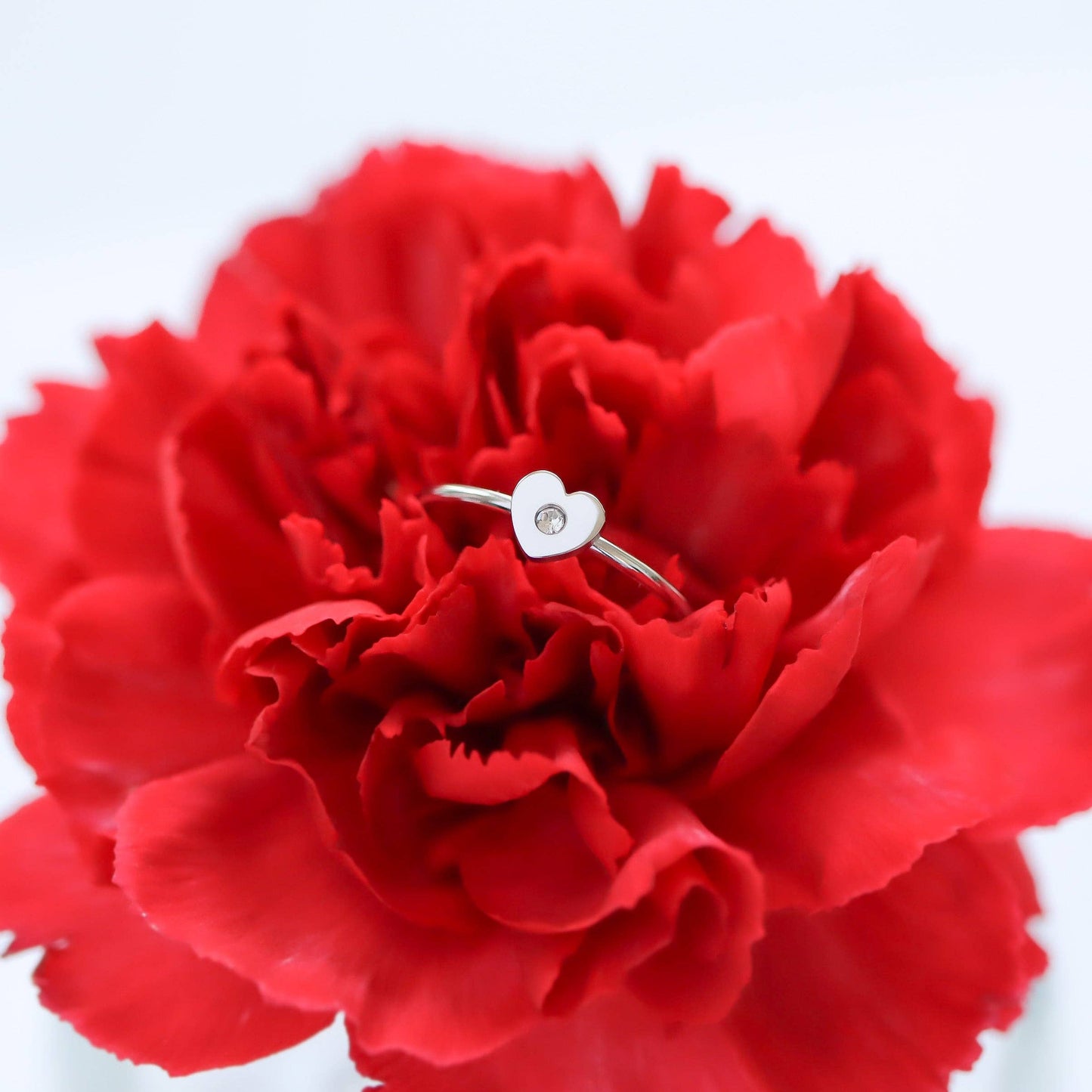 Stainless Steel CZ Stone Heart Stacking Ring