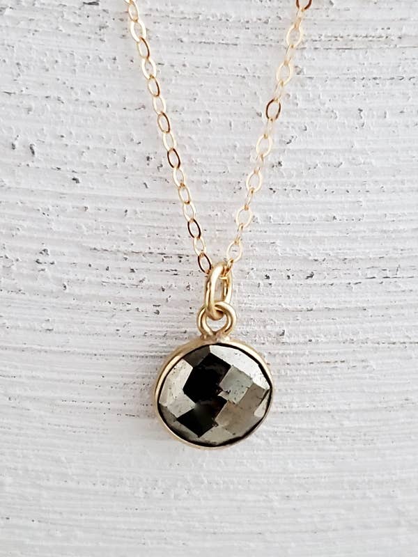 Gold Round Pyrite Necklace