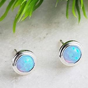 The Fire Opal Studs - Azure Blue