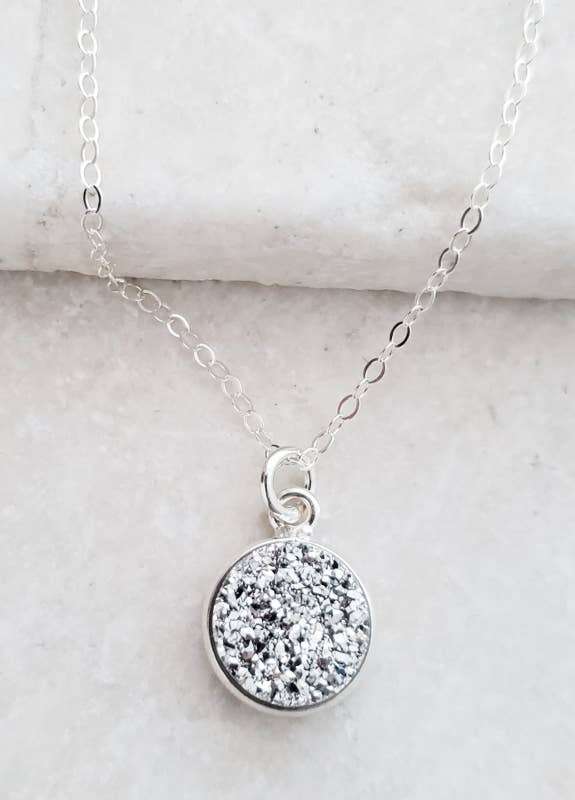 The Silver Druzy Necklace - Silver