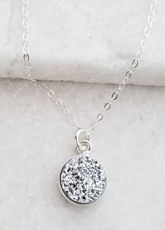 The Silver Druzy Necklace - Silver