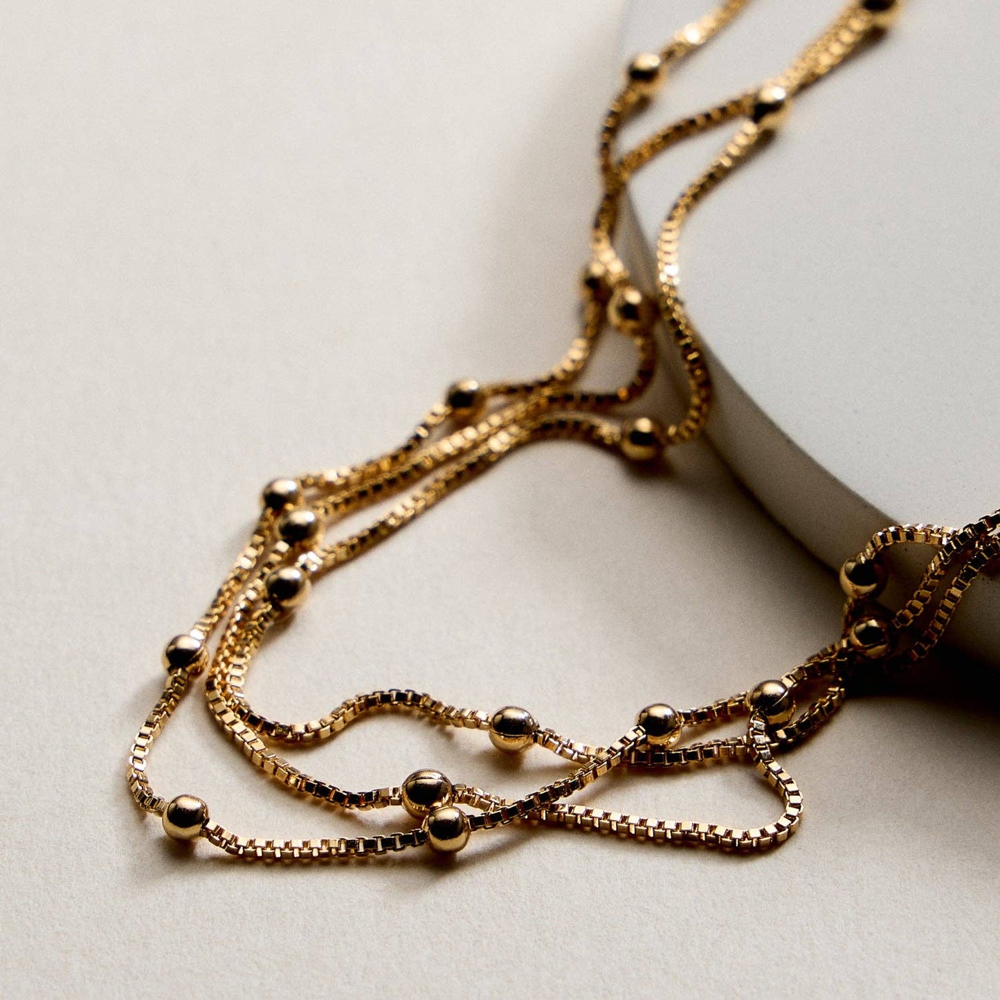 Gold Filled Layered Beaded Chain | Necklace