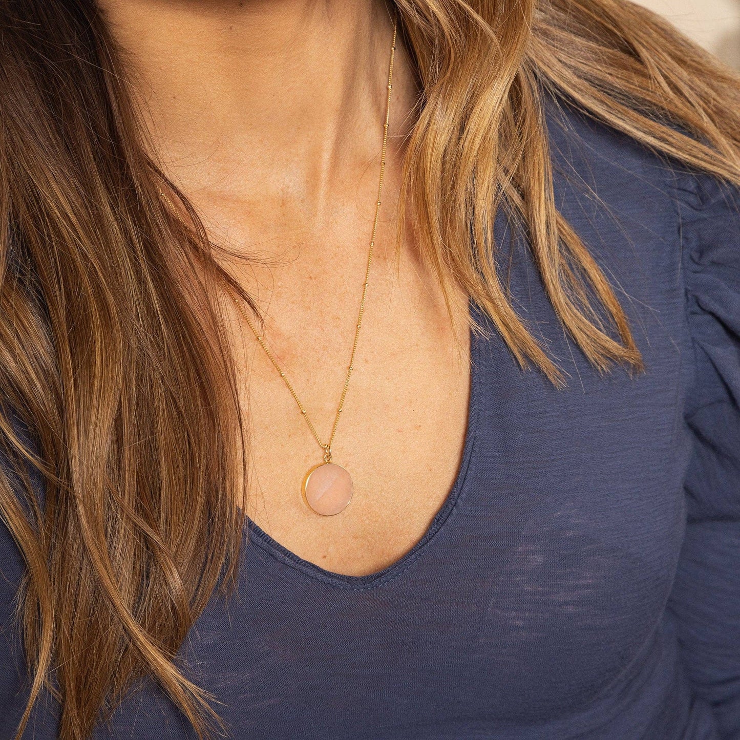 The Rose Quartz Necklace (Satellite Chain)