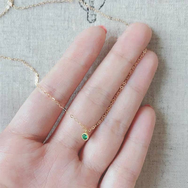 Round Cut Emerald Pendant Necklace in 925 Sterling Silver