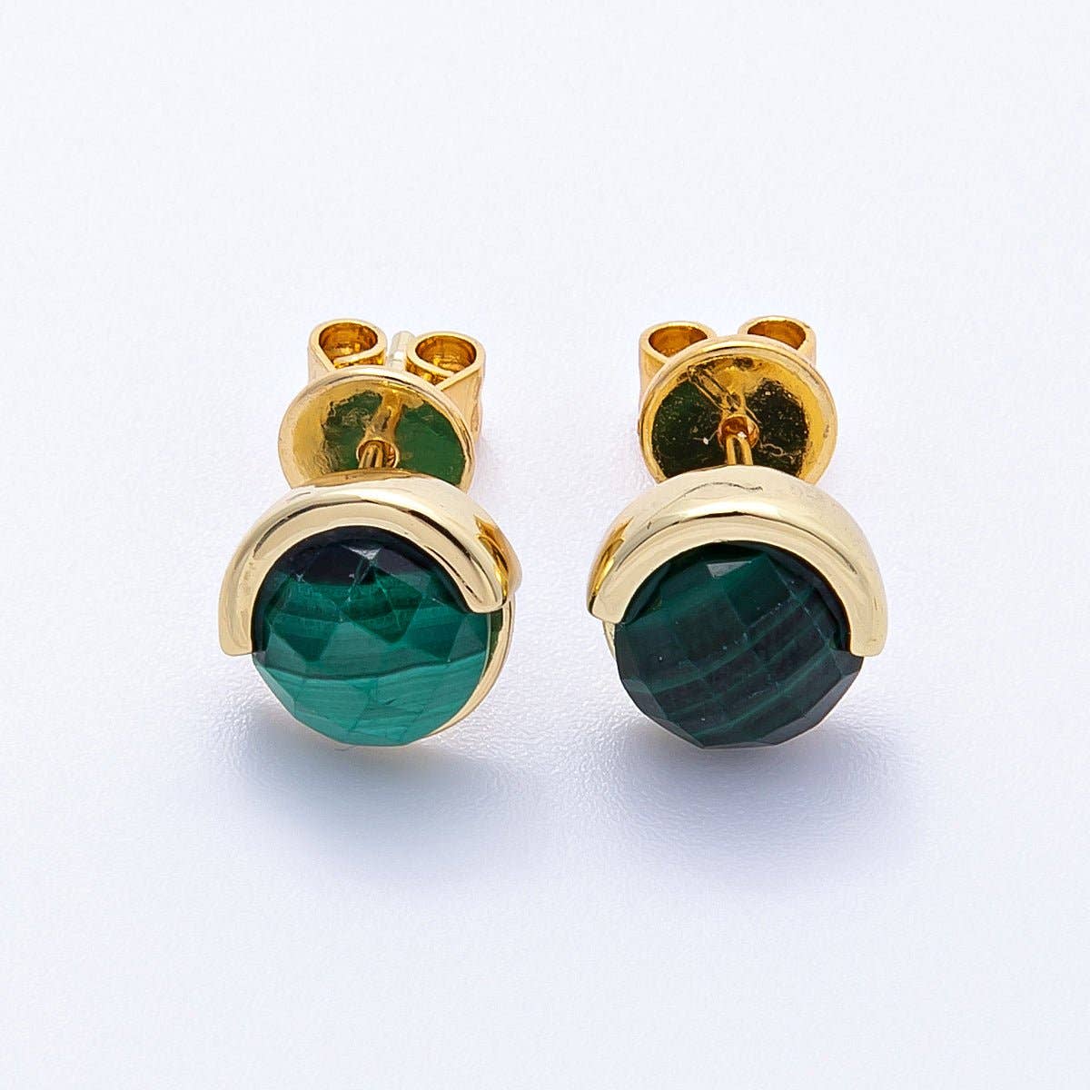 16K Gold Filled Aquamarine, Lapis Lazuli, Amethyst, Amazonite, Aventurine Natural Gemstone Round Molten Studs | Earrings-00211 ~ Earrings-00215