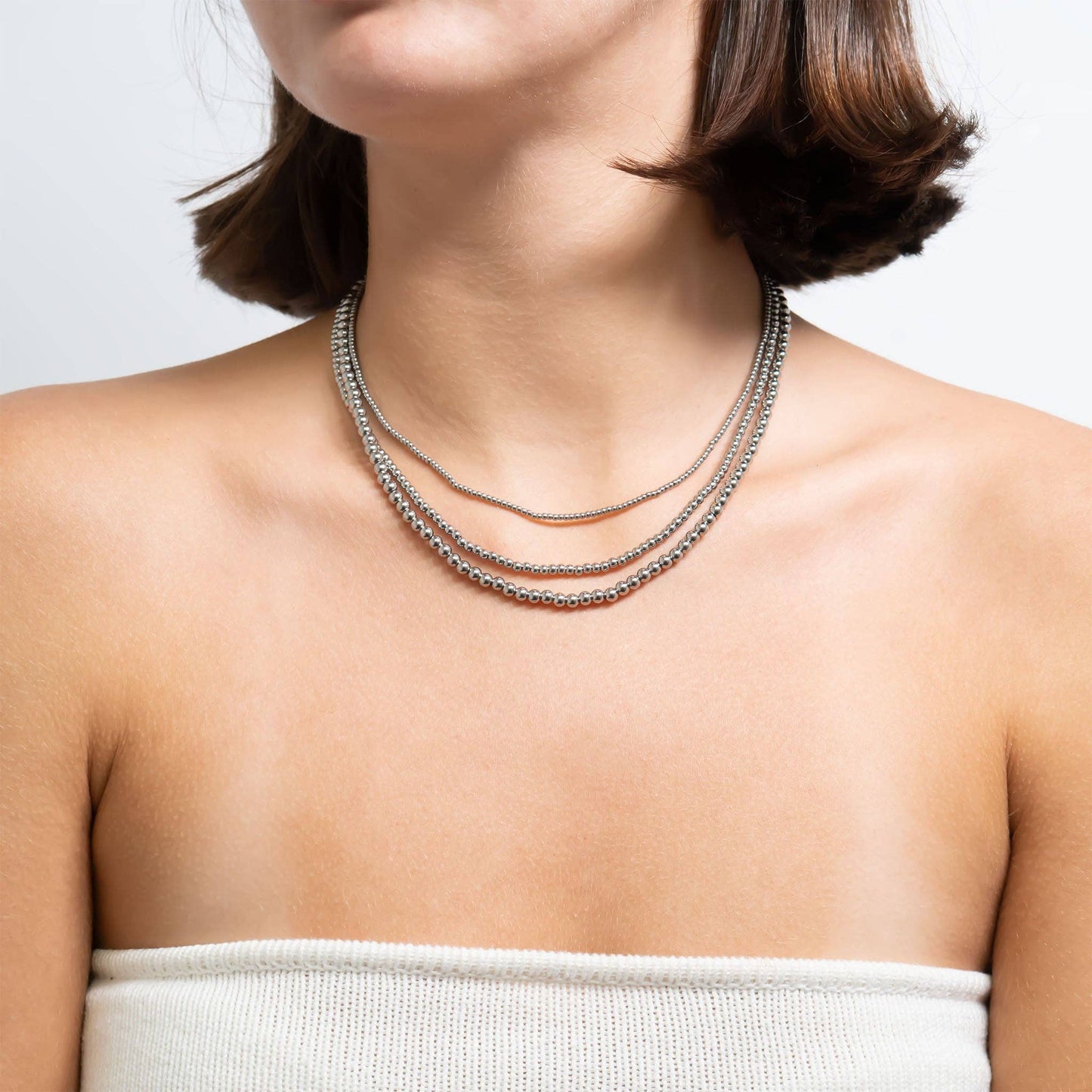 18K Gold PVD Stainless Steel Beaded Necklace