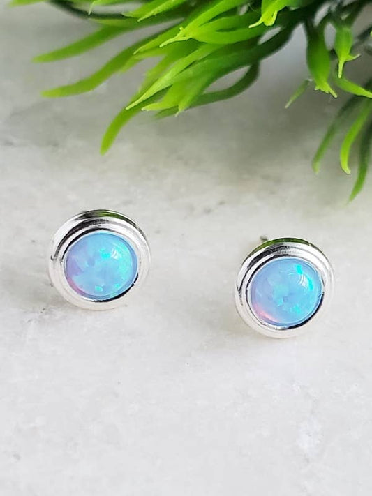 The Fire Opal Studs - Azure Blue
