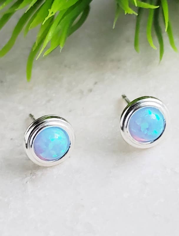 The Fire Opal Studs - Azure Blue