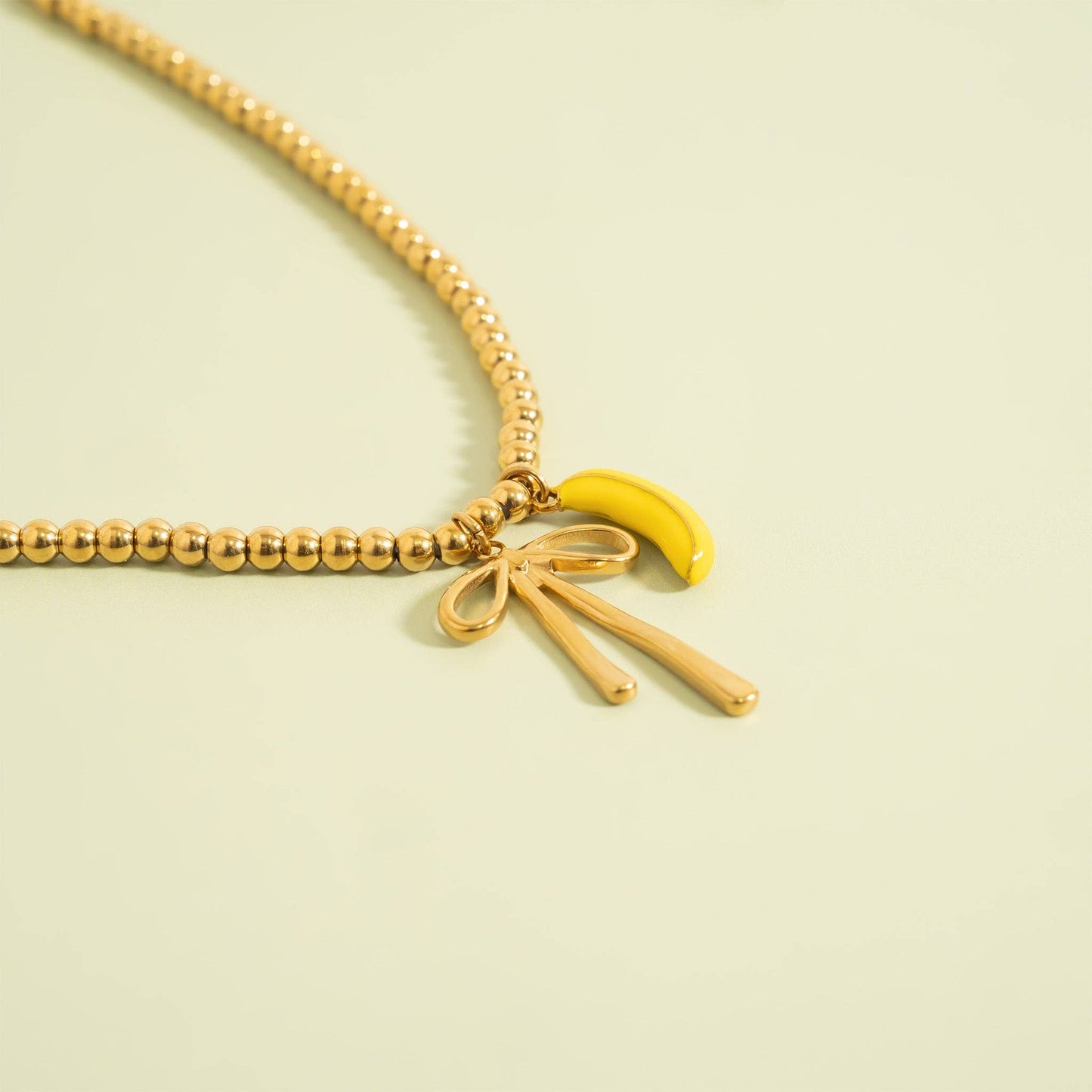 18K Gold PVD Stainless Steel Beaded Necklace