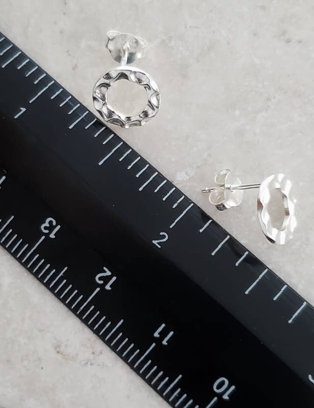 Silver Hammered Circle Studs