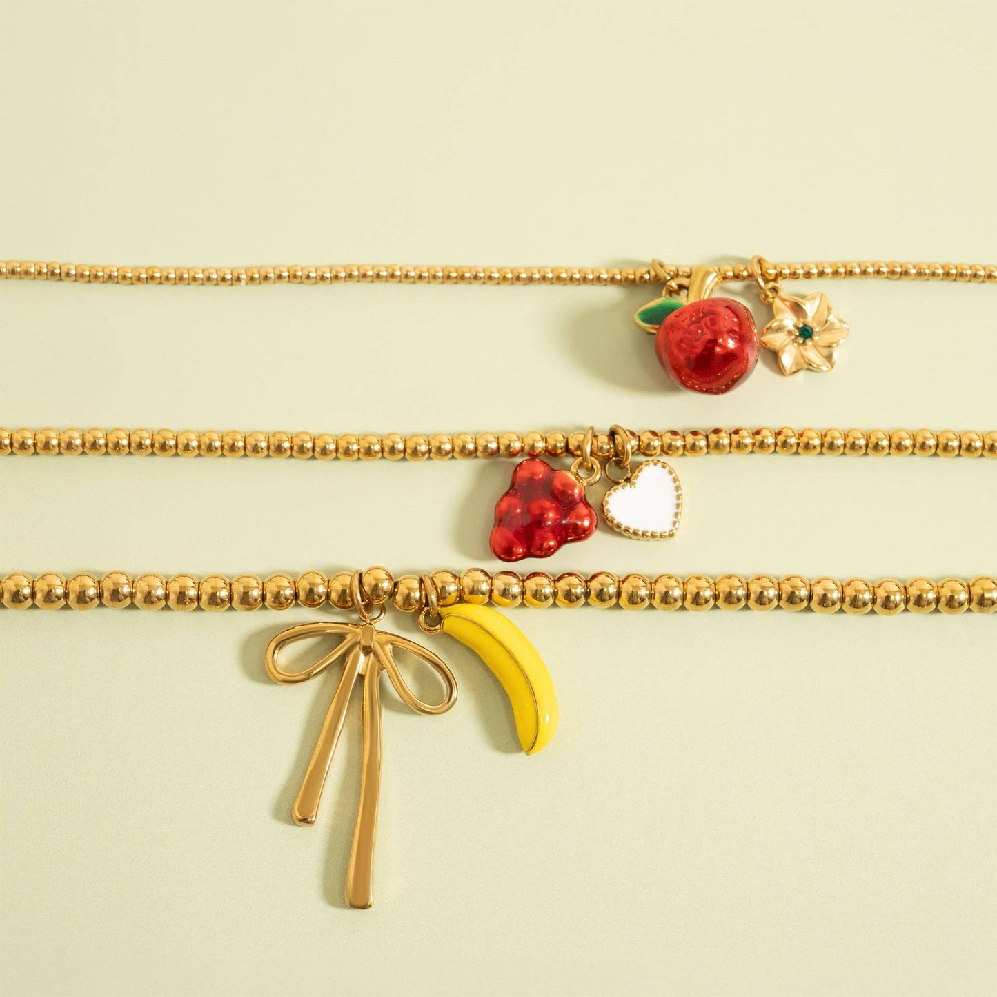 18K Gold PVD Stainless Steel Beaded Necklace
