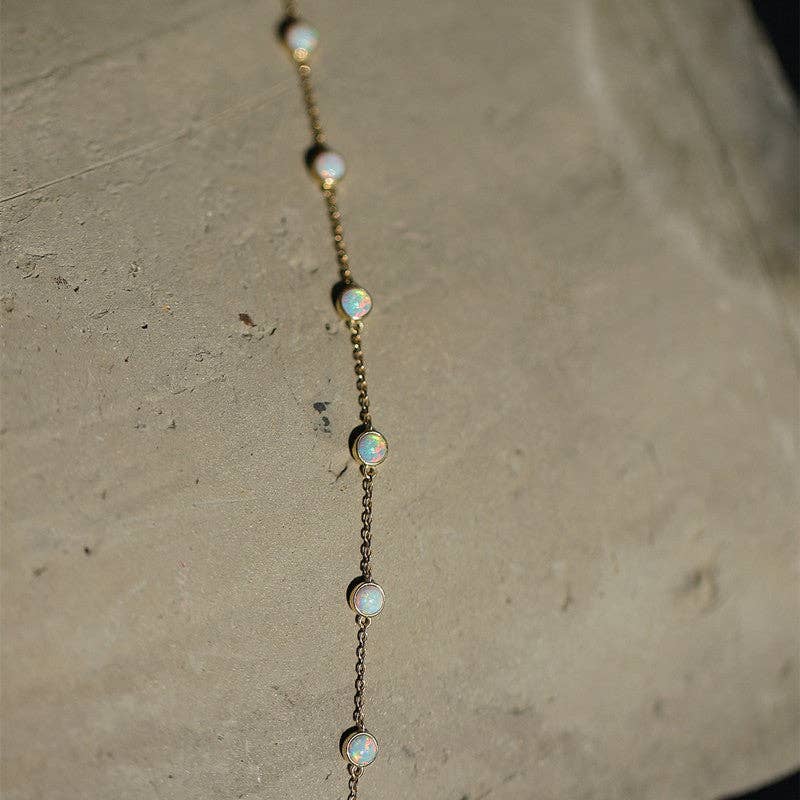 Vintage Opal Charm Stacking Bracelet in 925 Sterling Silver