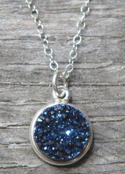 The Silver Druzy Necklace - Blue