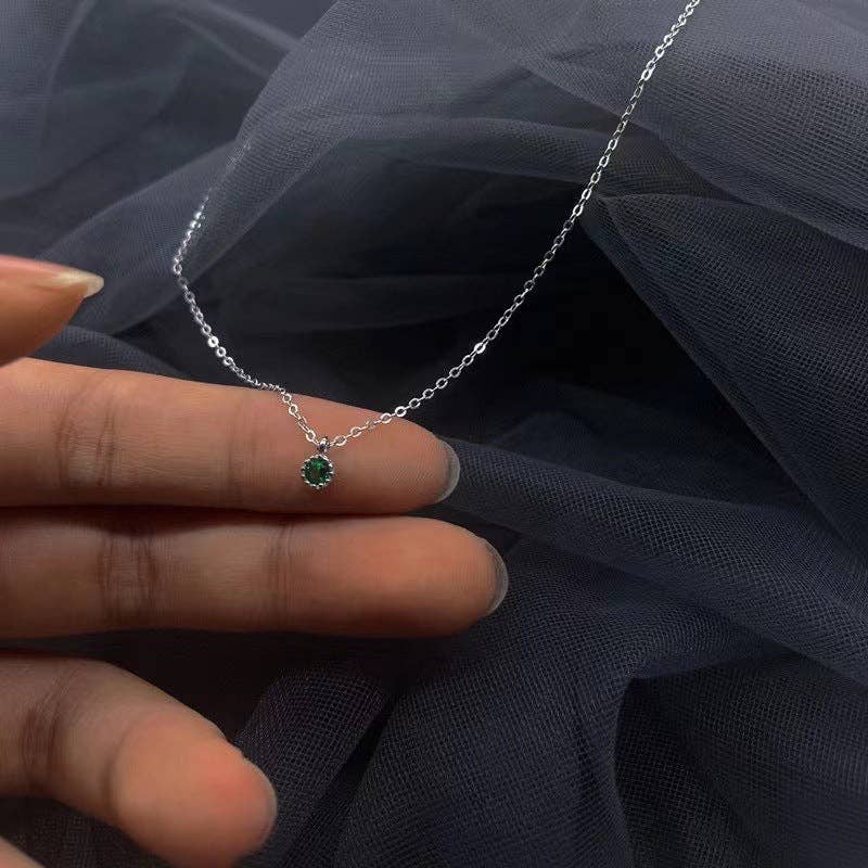 Round Cut Emerald Pendant Necklace in 925 Sterling Silver
