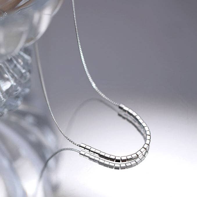 Geometric Cube Bead Bar Necklace