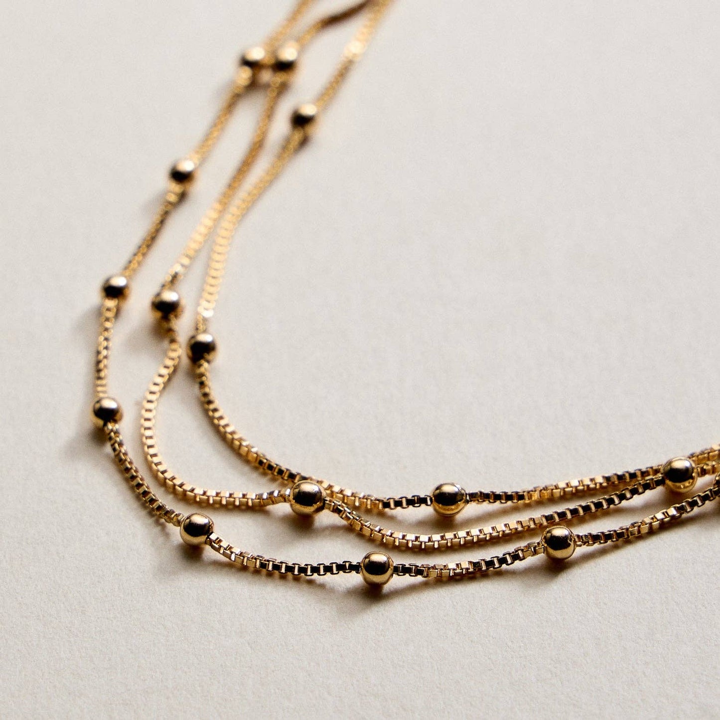 Gold Filled Layered Beaded Chain | Necklace