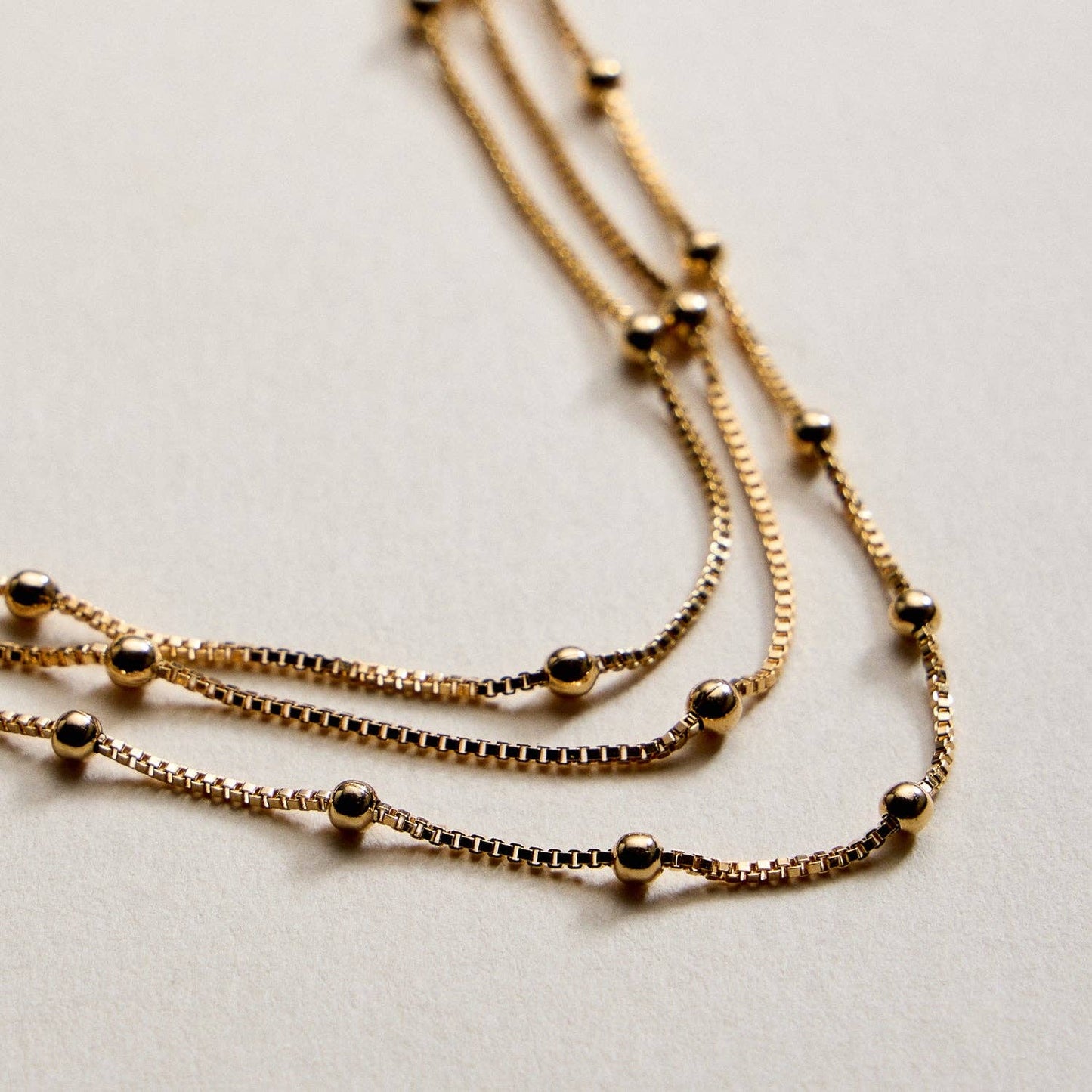 Gold Filled Layered Beaded Chain | Necklace