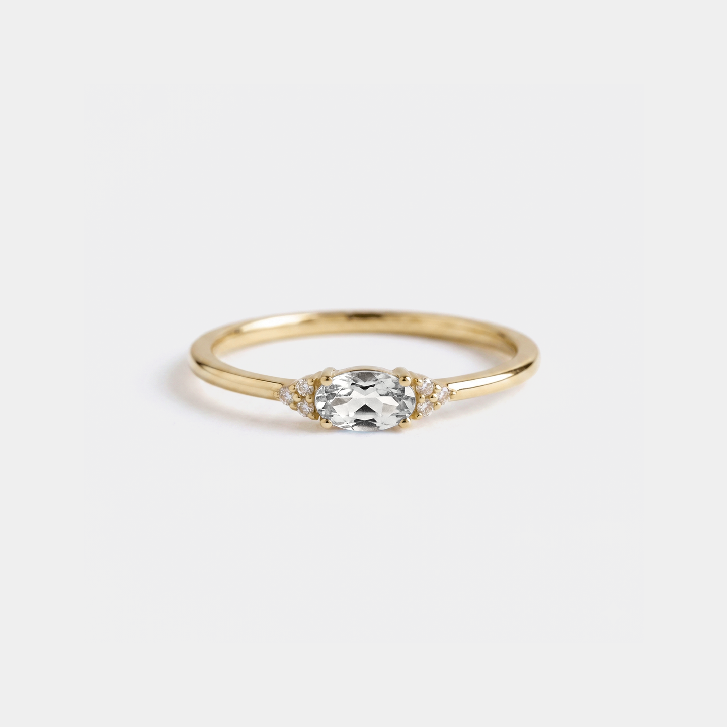 Oval Cut Blue Gemstone Thin Band Ring in 925 Sterling Silver