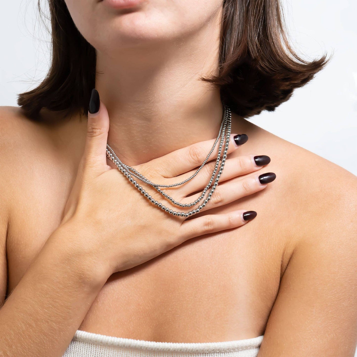 18K Gold PVD Stainless Steel Beaded Necklace