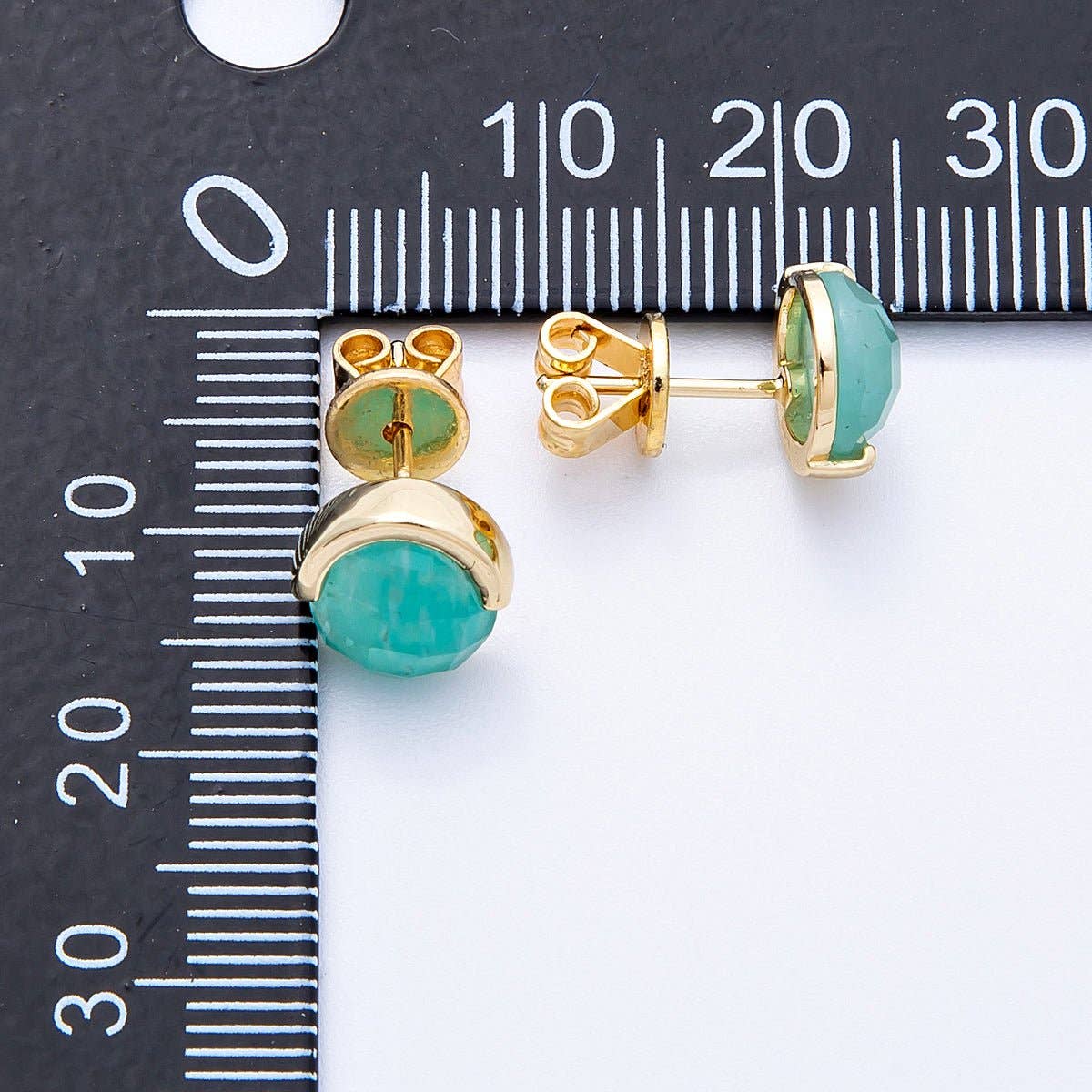 16K Gold Filled Aquamarine, Lapis Lazuli, Amethyst, Amazonite, Aventurine Natural Gemstone Round Molten Studs | Earrings-00211 ~ Earrings-00215