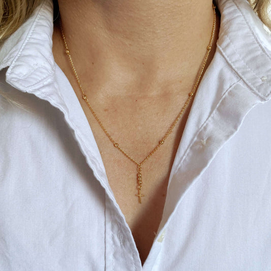 18k Gold-Filled Simple Cross Necklace