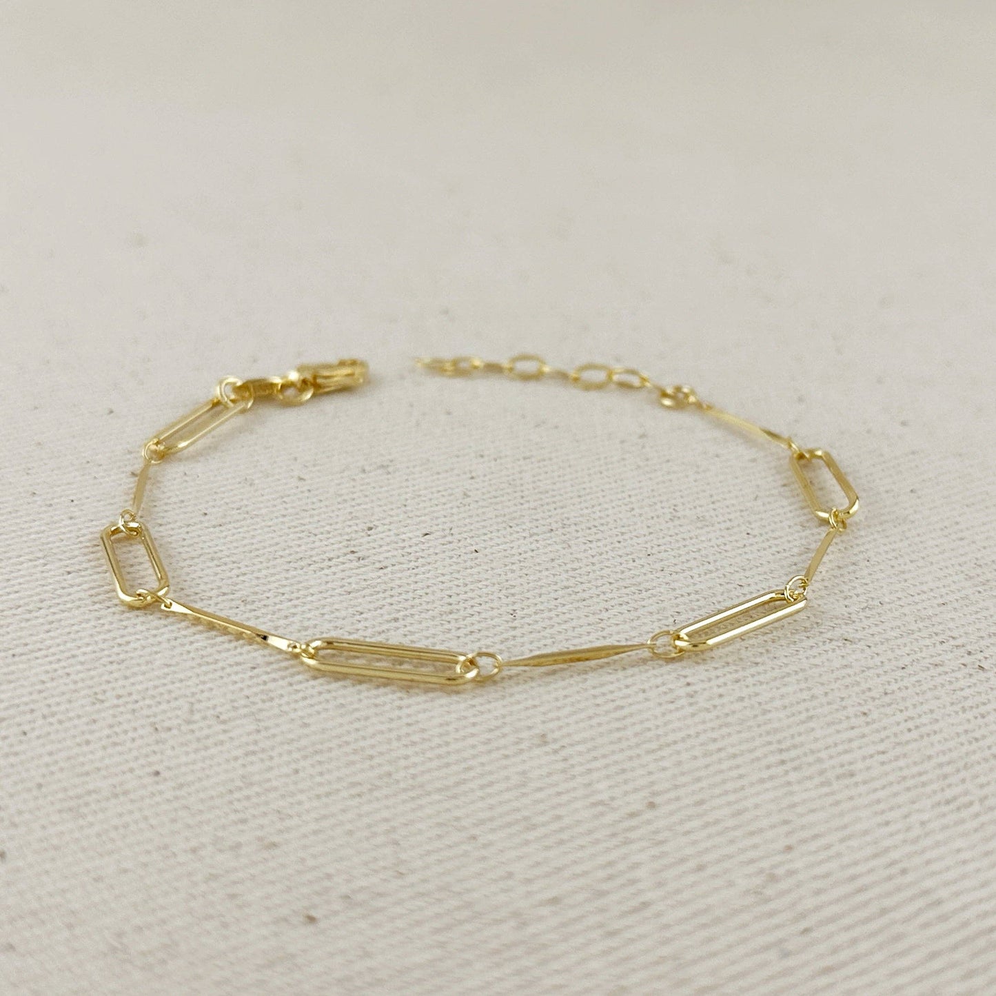 18k Gold Filled Paperclip & Straw Bracelet