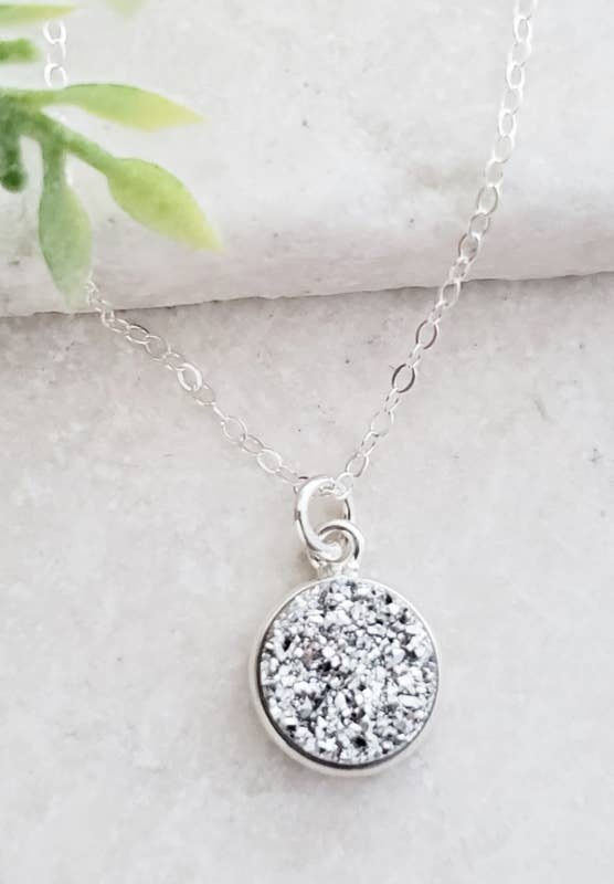 The Silver Druzy Necklace - Silver