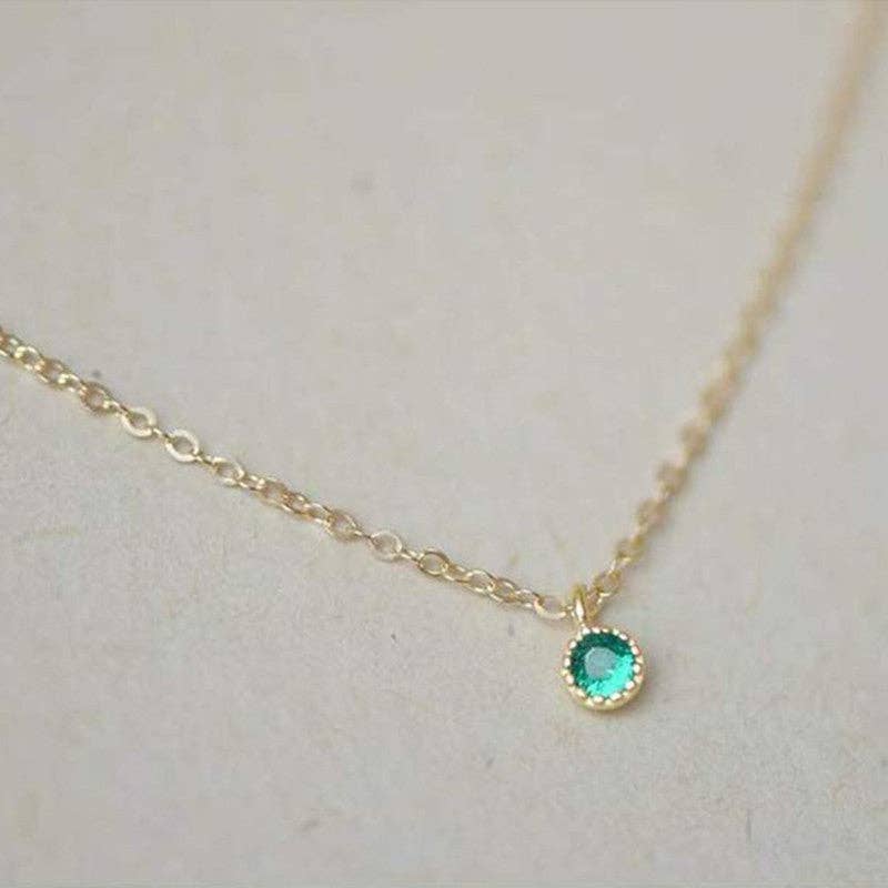 Round Cut Emerald Pendant Necklace in 925 Sterling Silver