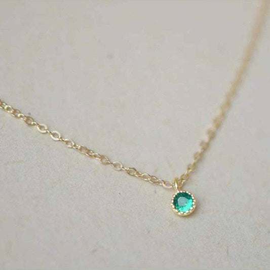 Round Cut Emerald Pendant Necklace in 925 Sterling Silver